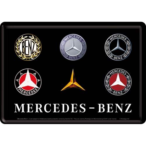 Blechpostkarte-Mercedes-Benz-Logo-Evolution