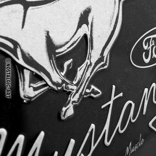 Blechschild 20x30 Ford Mustang Horse Logo Black detail